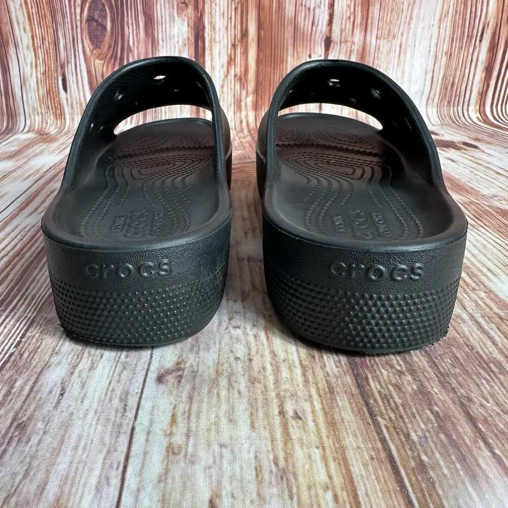 Crocs Classic Platform Wedge Womens Size 6 Black Slide Sandals Open Toe Shoes - Picture 4 of 9